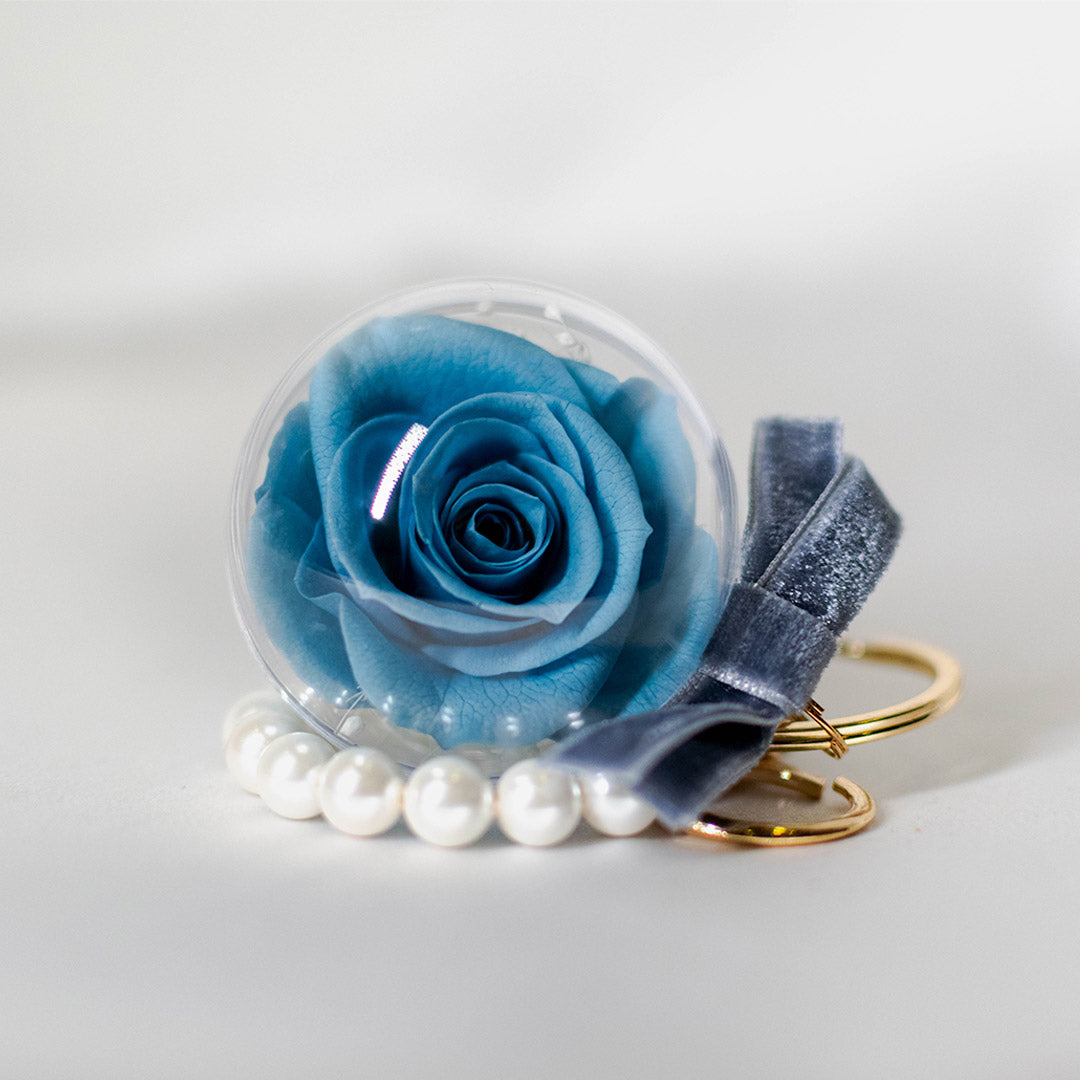Preserved Rose Bag Charm with Pearls
