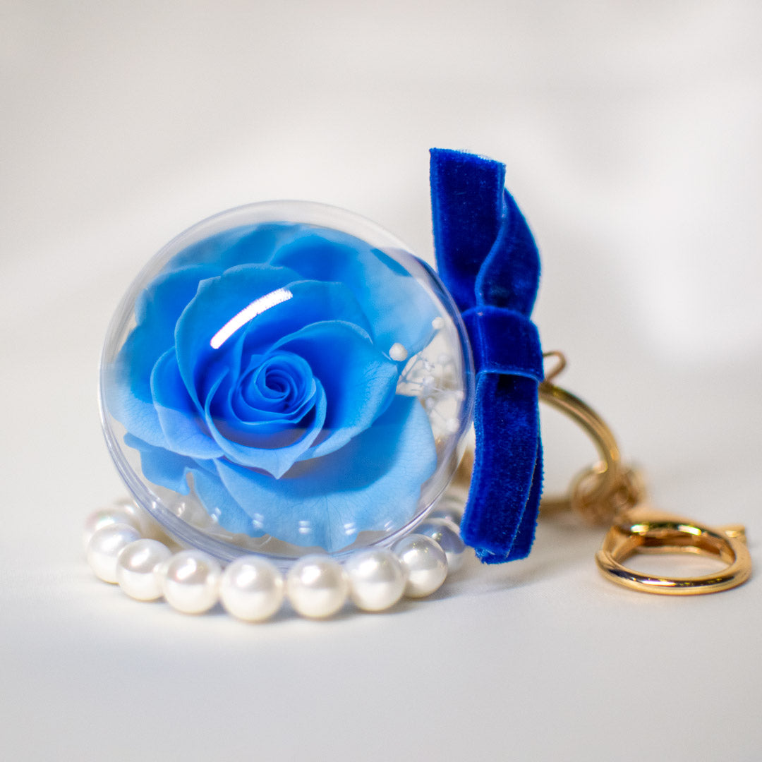 Preserved Rose Bag Charm with Pearls