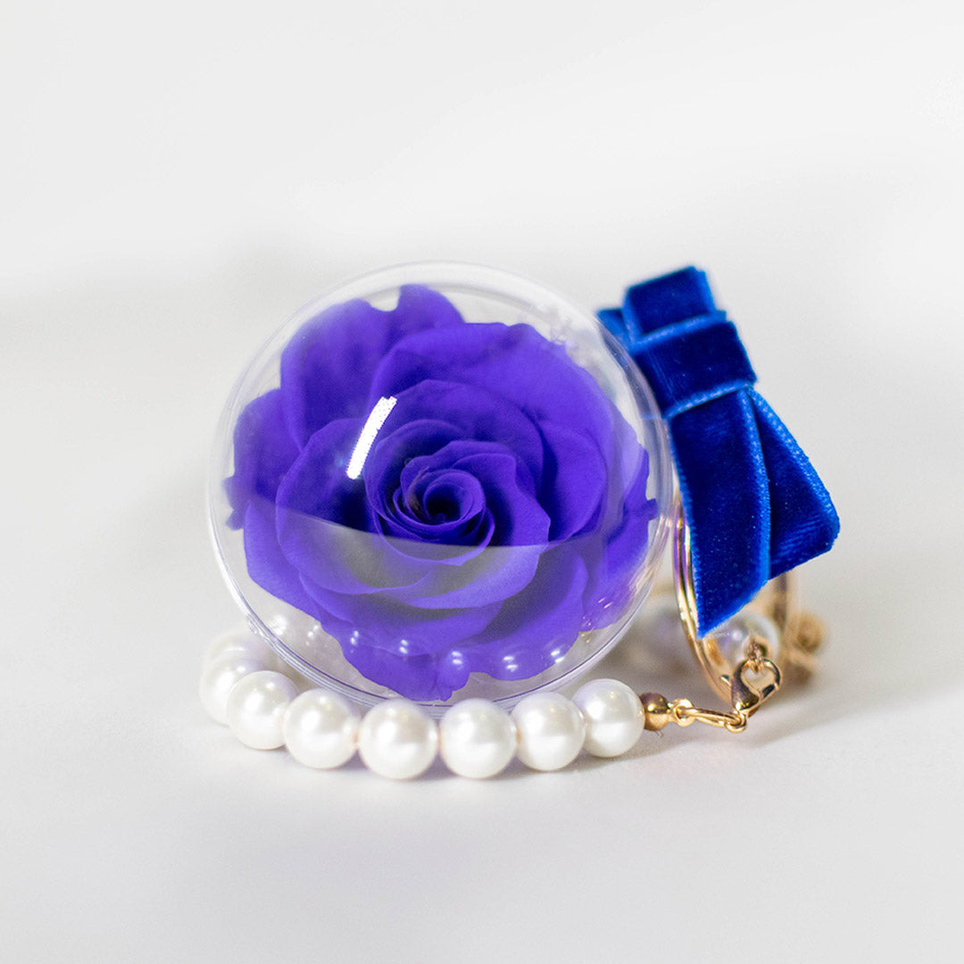 Preserved Rose Bag Charm with Pearls