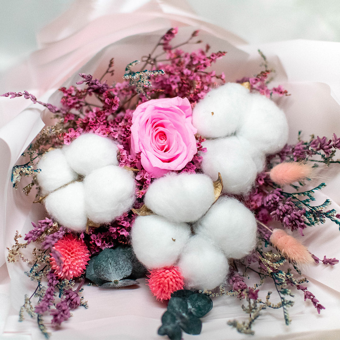 Olivia (1 Rose & 2 Cotton flowers)