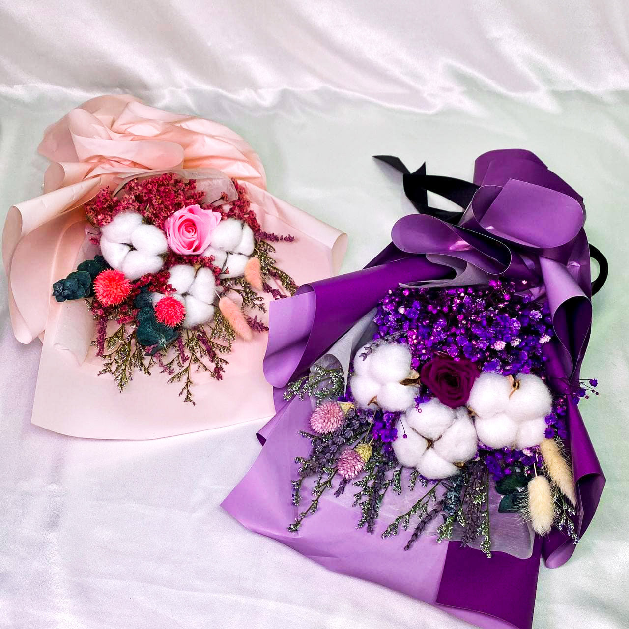 Olivia (1 Rose & 2 Cotton flowers)