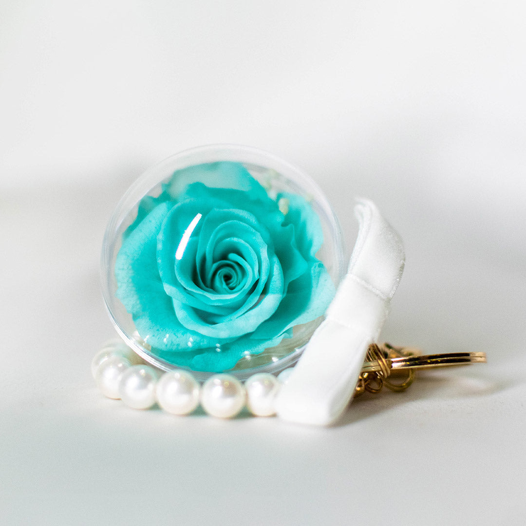 Preserved Rose Bag Charm with Pearls