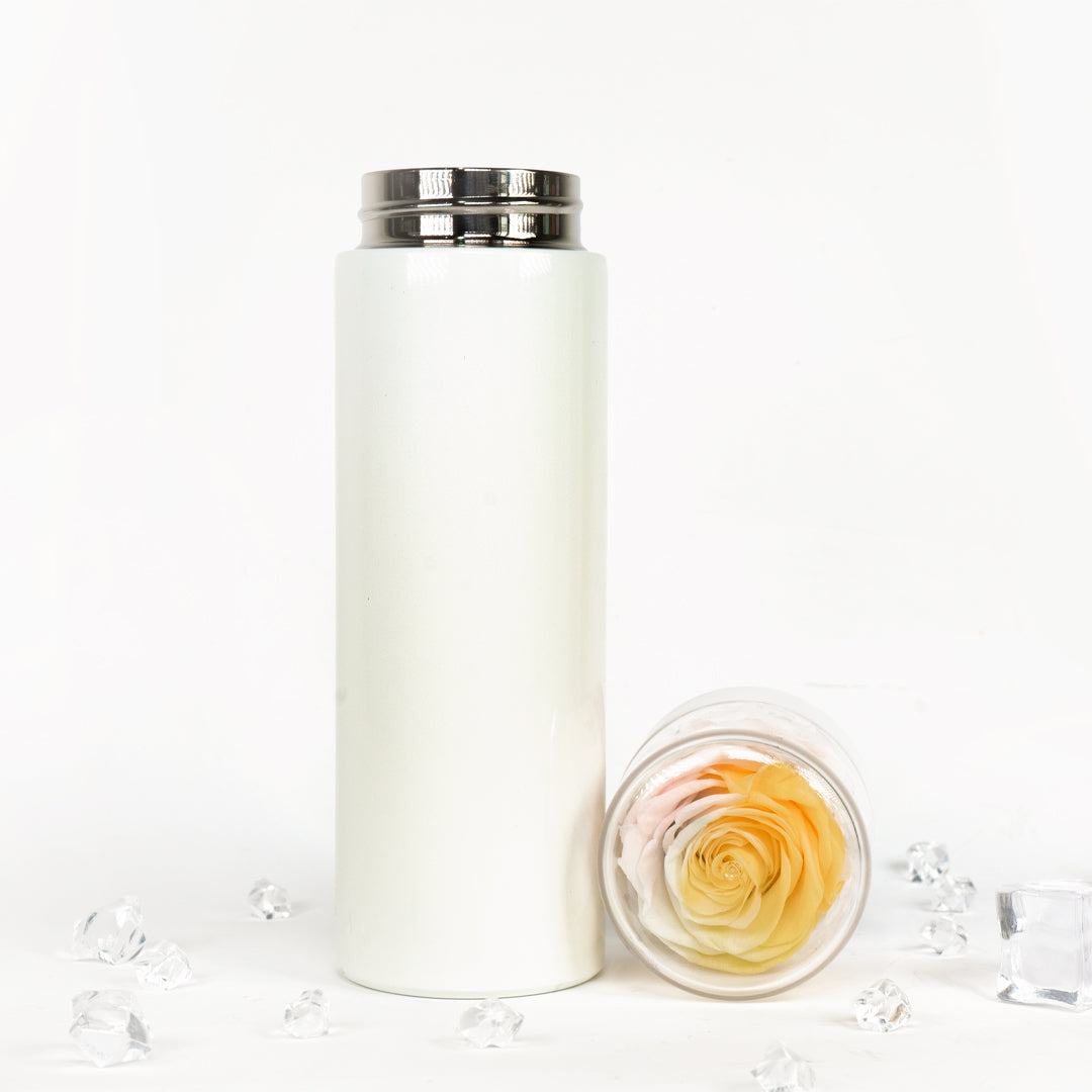 Preserved Rose Thermal Flask – Twilight (White Bottle)