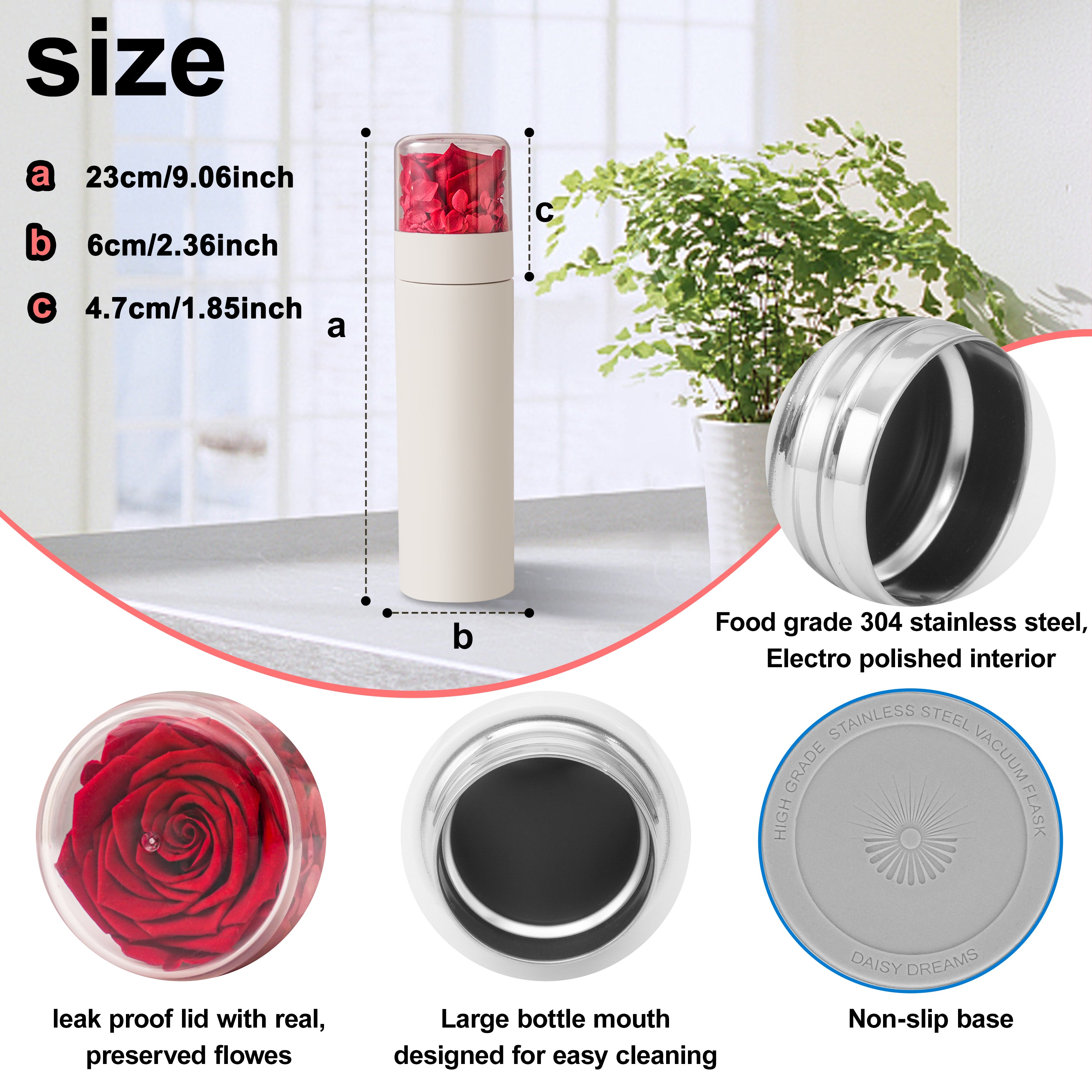 Preserved Rose Thermal Flask – Blue (Blue Bottle)