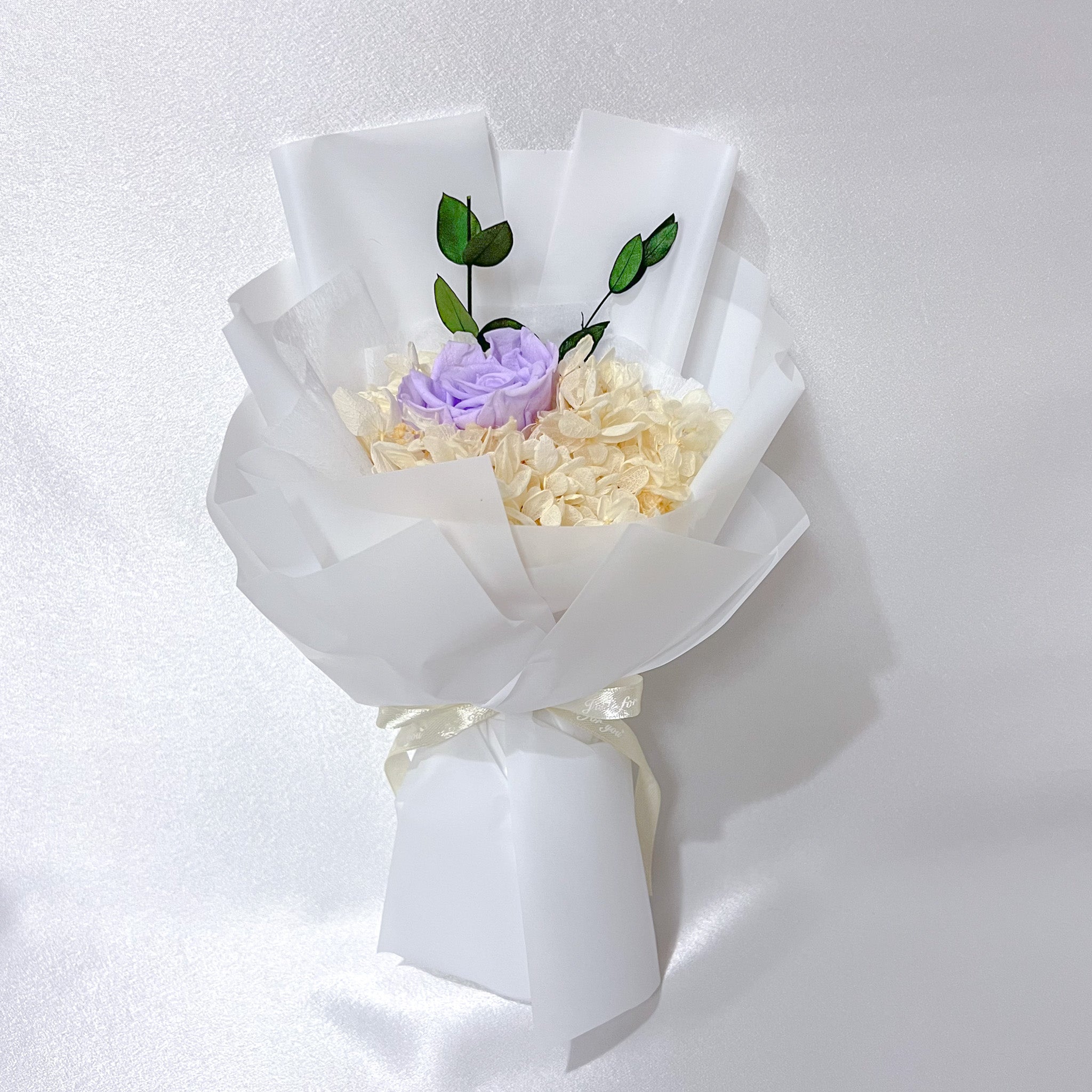 Preserved Rose with Hydrangea – Purple (1 Stalk)