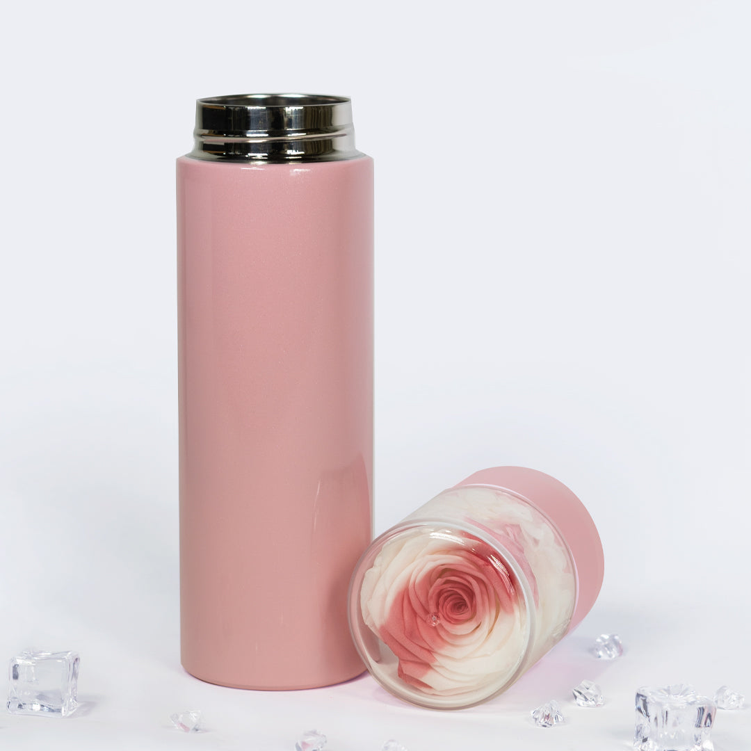 Preserved Rose Thermal Flask – Candy Pink Tint (Pink Bottle)