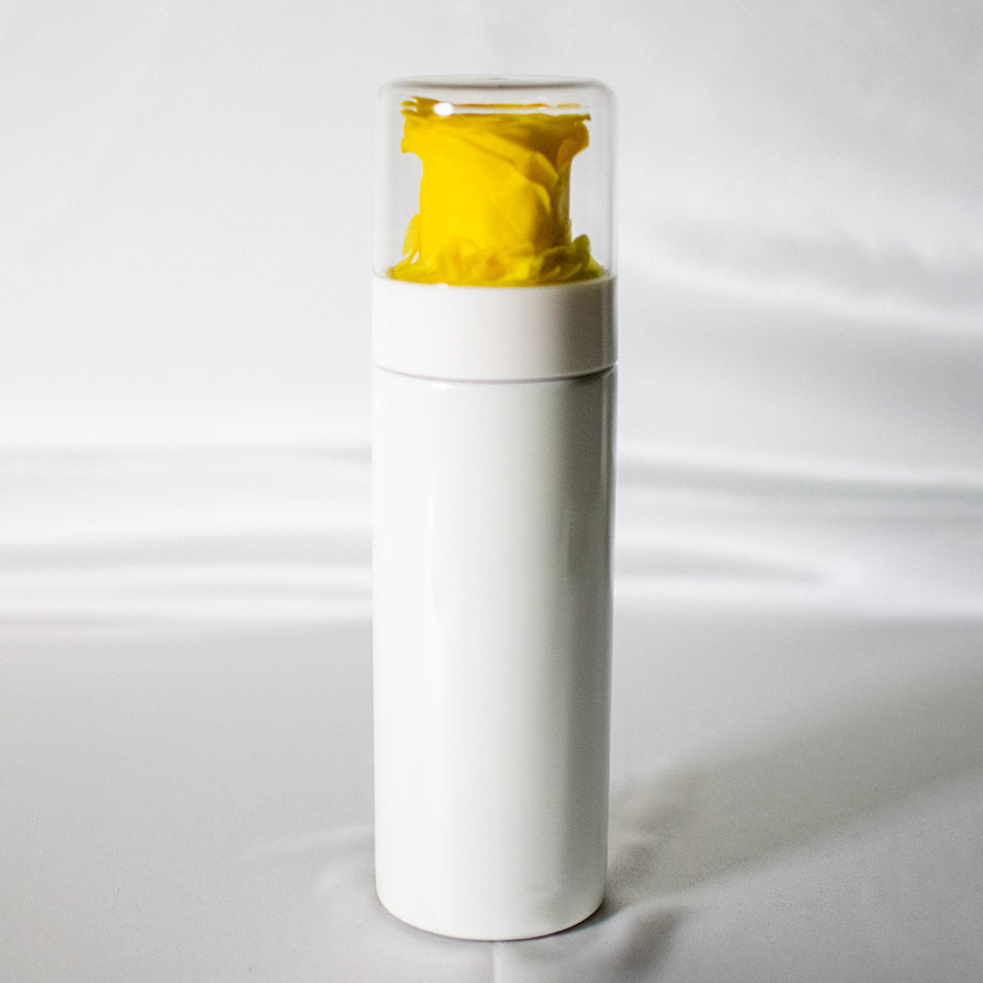 Preserved Rose Thermal Flask – Yellow (White Bottle)